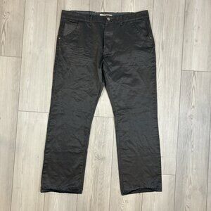 OLD SKOOL Jeans Mens 40x31 Waxed Black Denim Urban Streetwear Straight Leg Pants